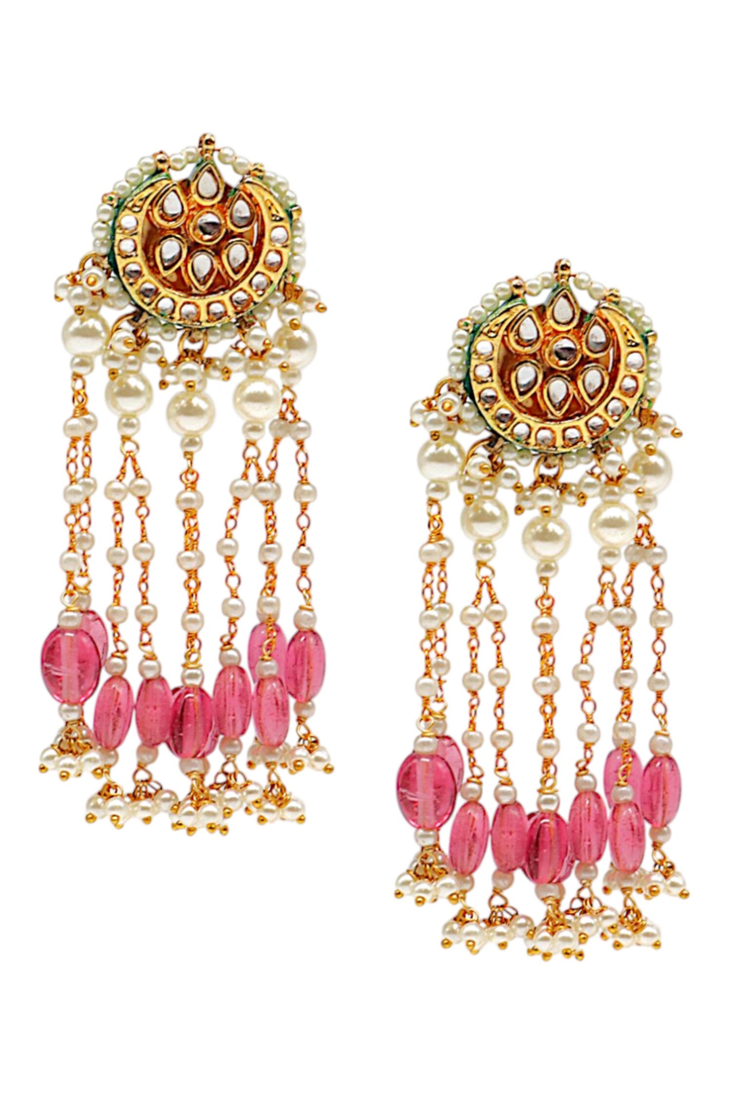 Ruby Pink Imitation Kundan Earrings 