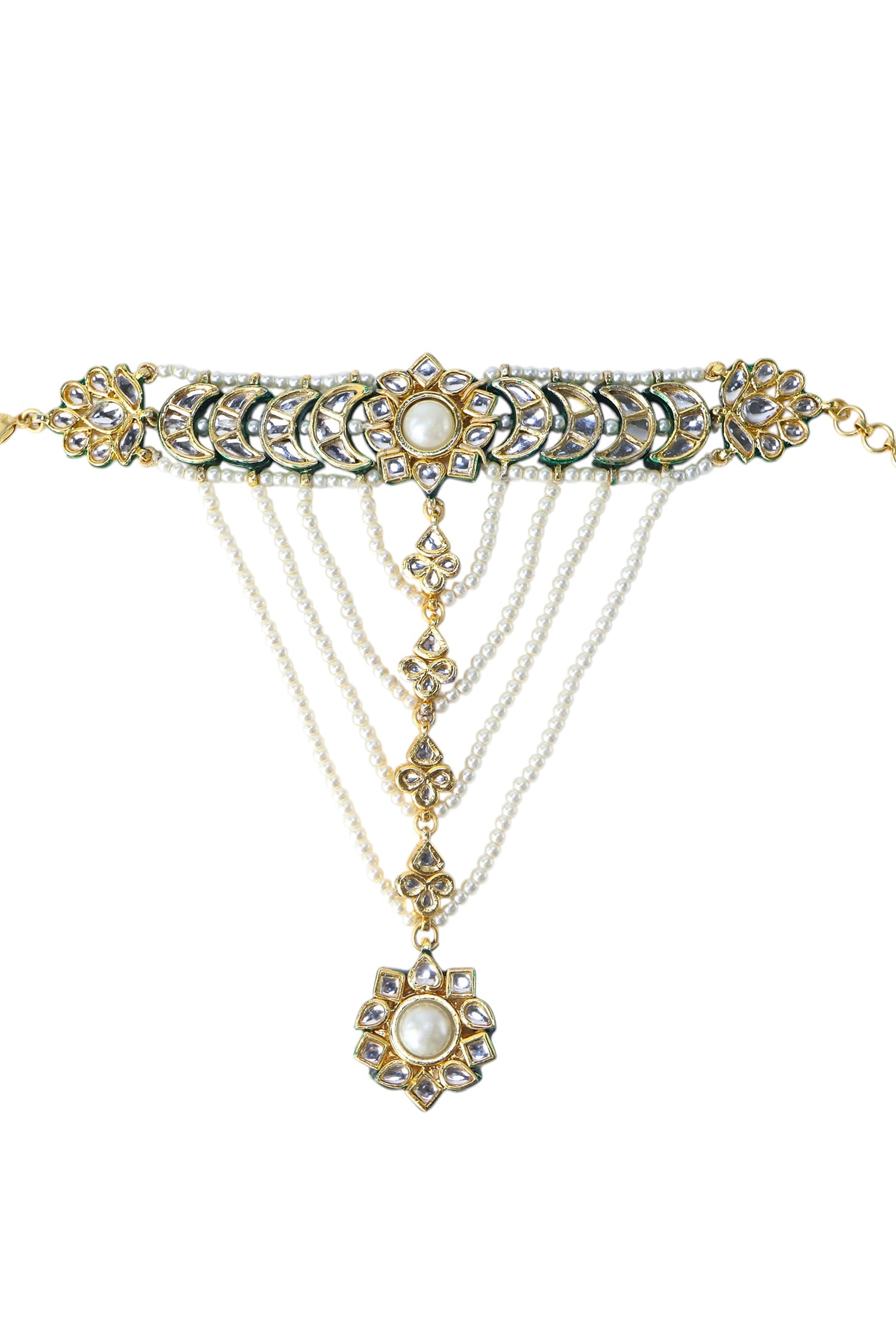 Gold Finish Imitation Kundan Haathphool 