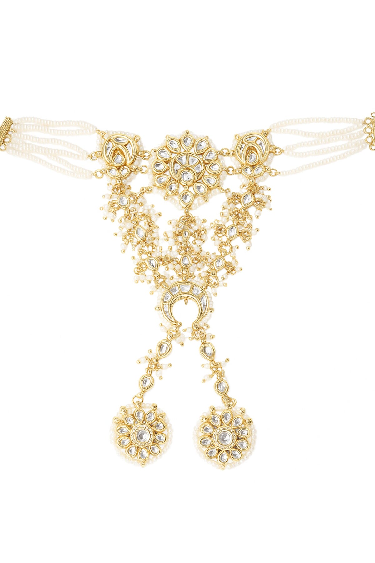 Gold Finish Imitation Kundan Haathphool 