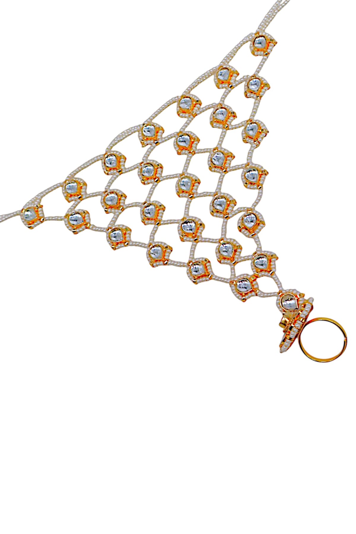 Gold Finish Imitation Kundan Haathphool 