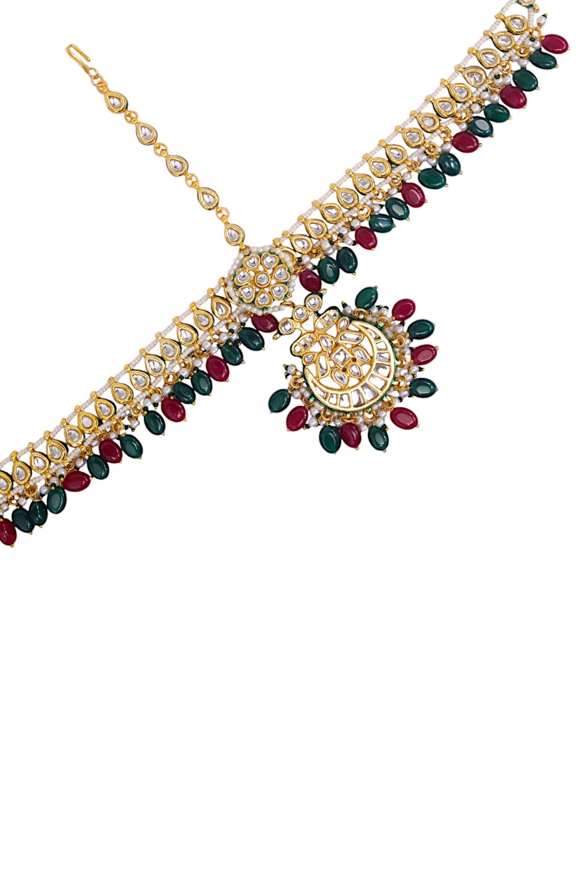 Gold Finish Imitation Kundan Mathapatti 