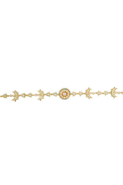 Gold Finish Imitation Kundan Mathapatti 