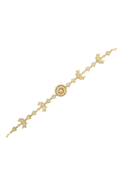 Gold Finish Imitation Kundan Mathapatti 