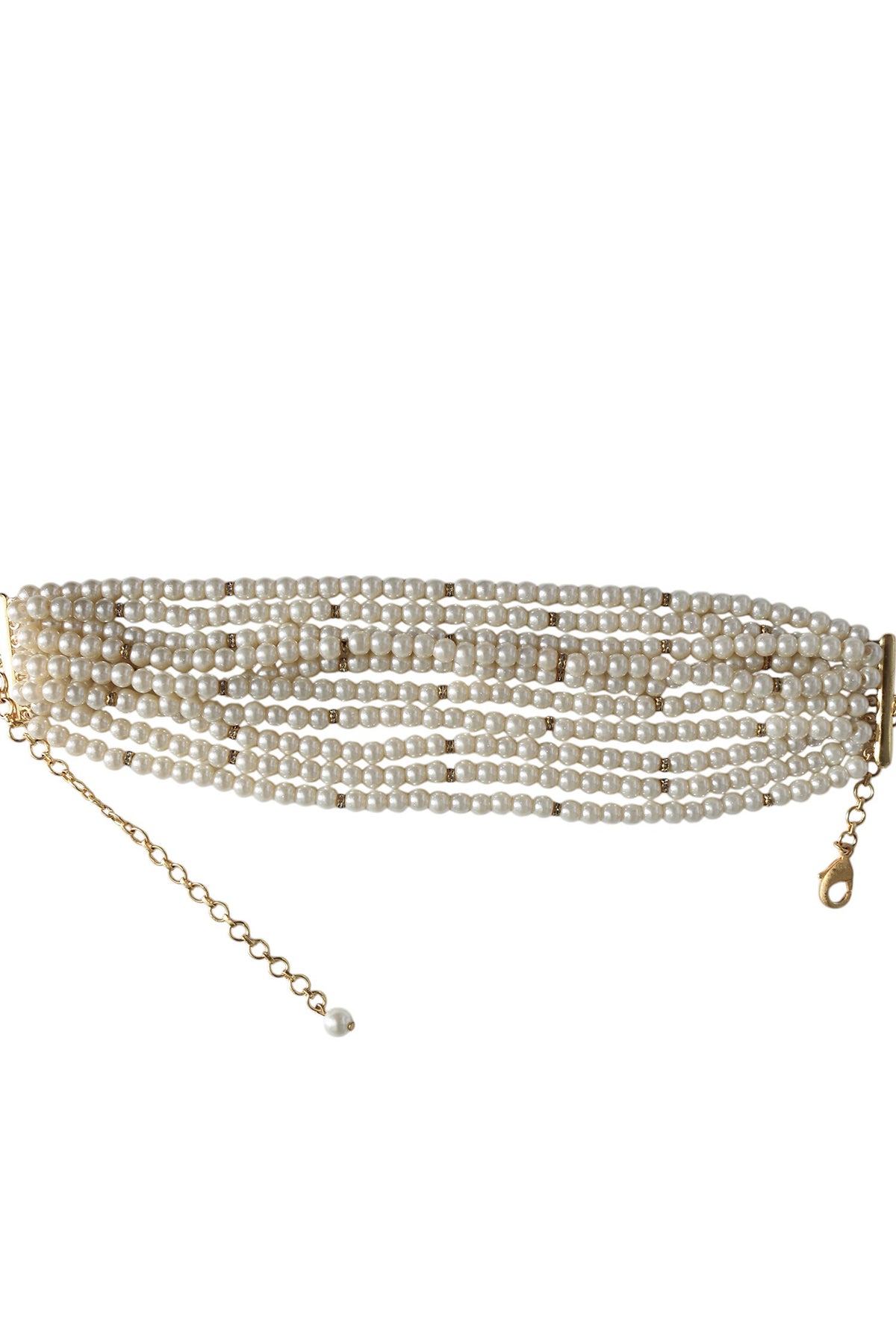 Gold Finish Glass Pearl Choker 