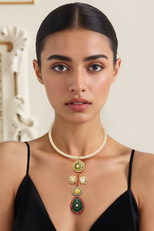 Gold Finish Imitation Kundan Necklace 