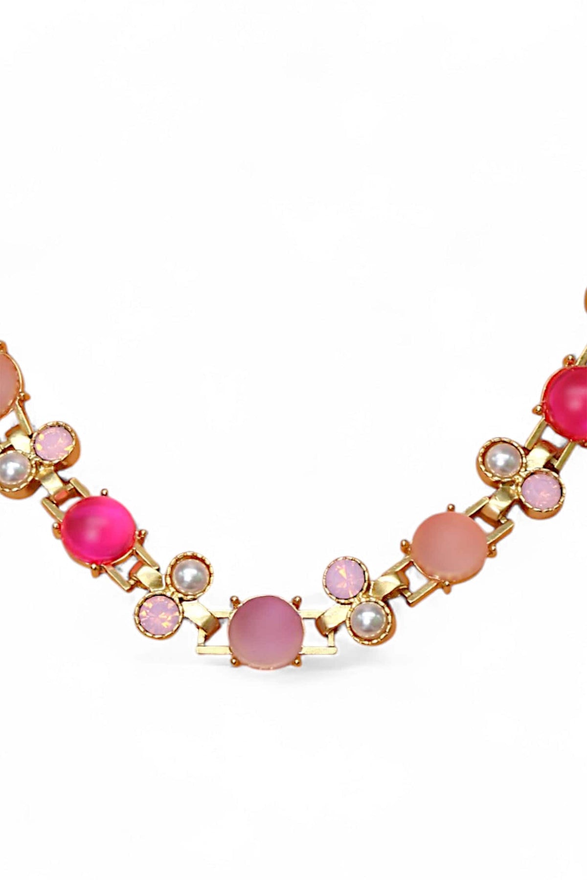 Gold Finish Semi Precious Stone Necklace 
