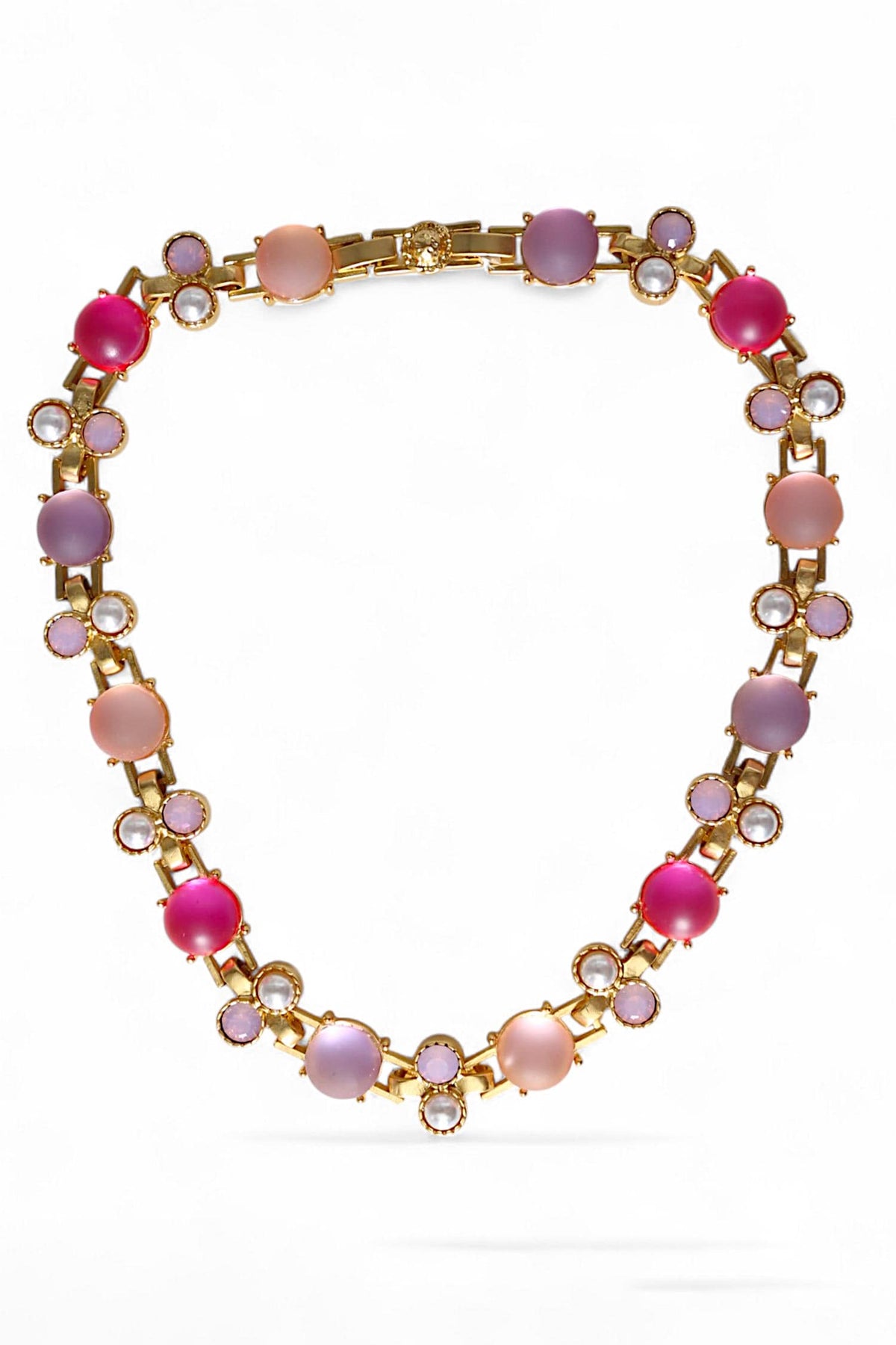 Gold Finish Semi Precious Stone Necklace 