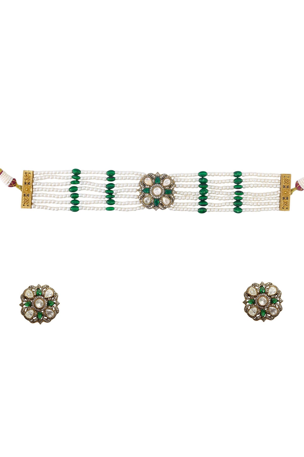 Gold Finish Choker & Earrings Set 