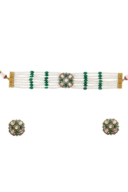 Gold Finish Choker & Earrings Set 