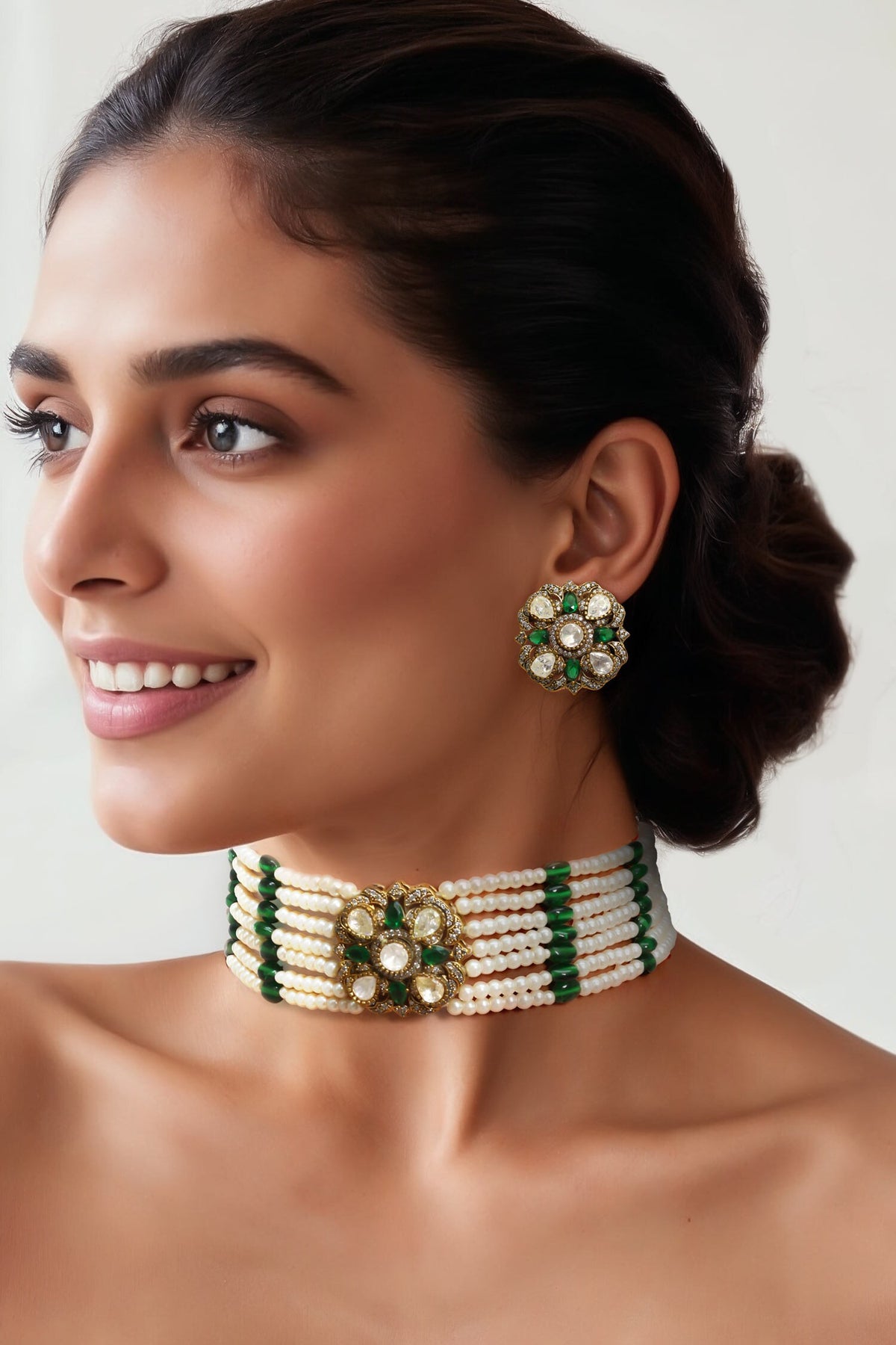 Gold Finish Choker & Earrings Set 