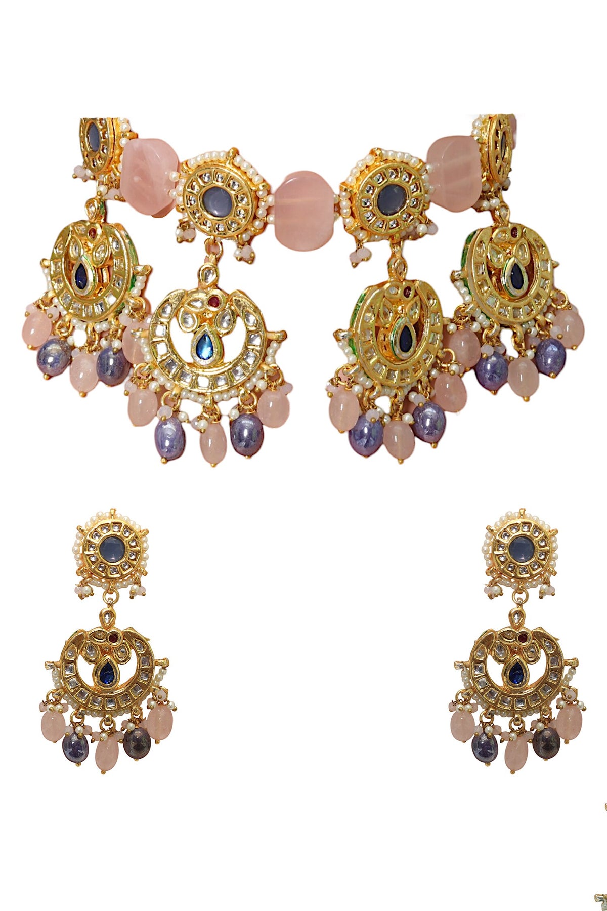 Gold Finish Imitation Kundan Necklace Set 