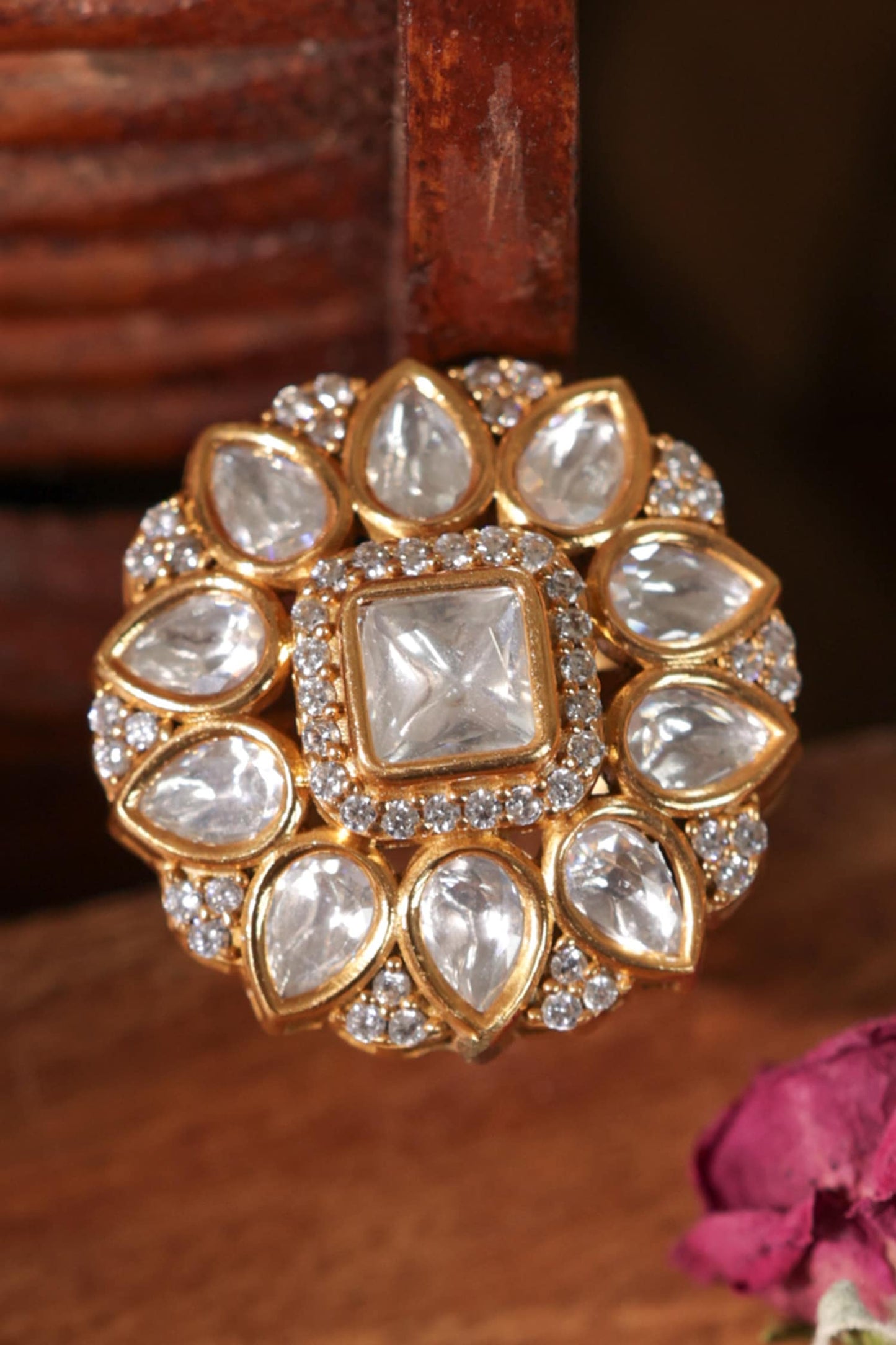 Floral Polki Ring 