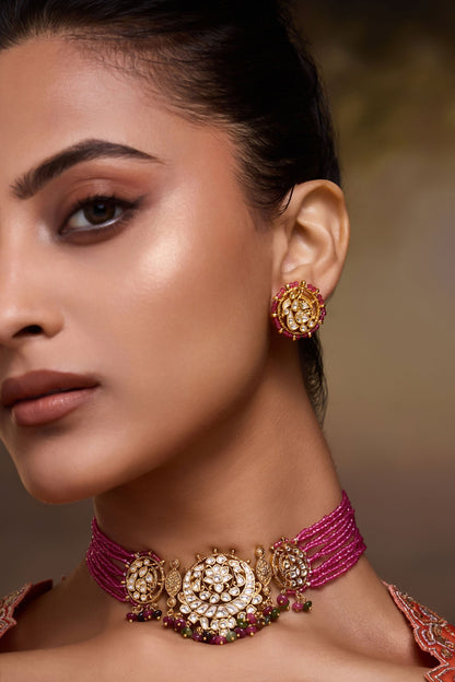 Multicolored Kundan Necklace Set 