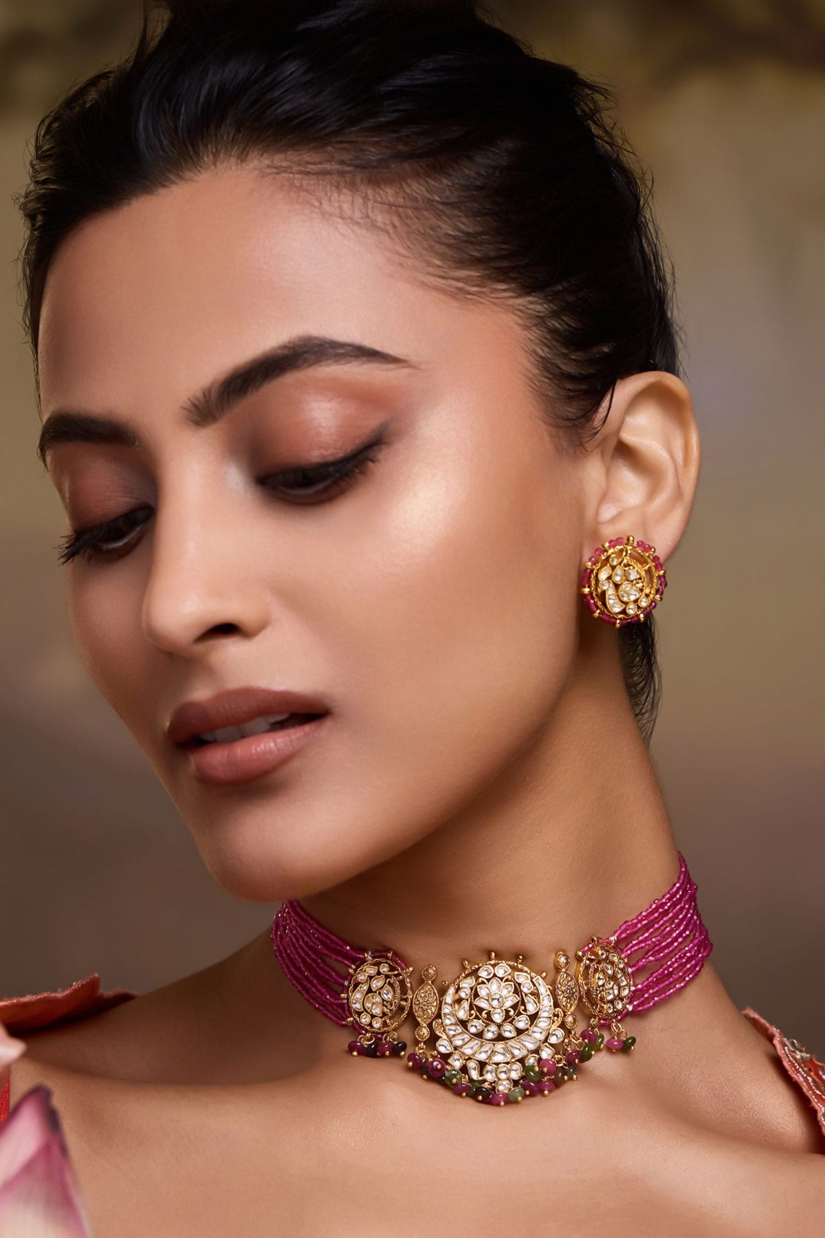 Multicolored Kundan Necklace Set 