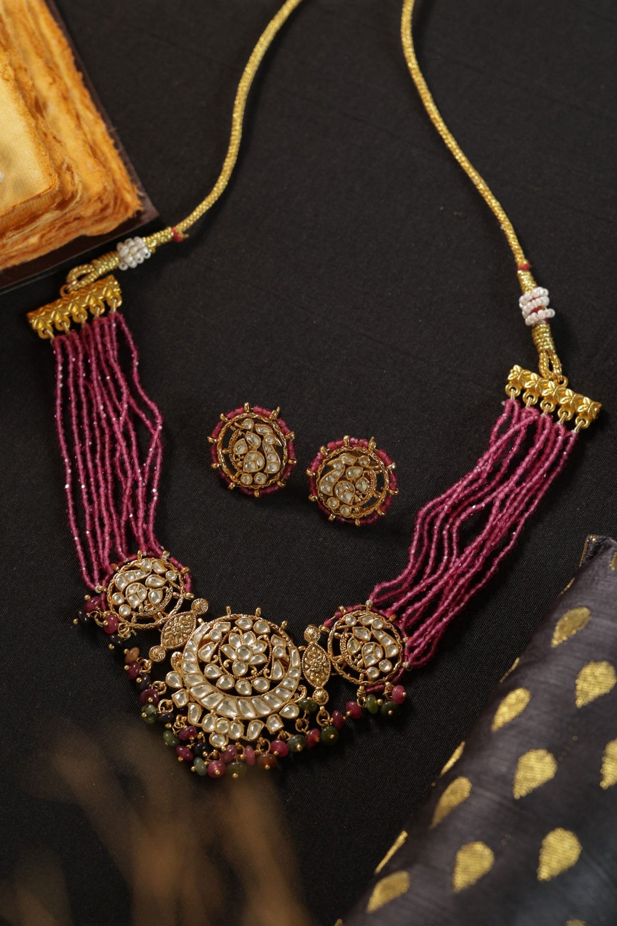 Multicolored Kundan Necklace Set 