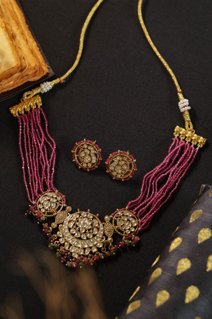 Multicolored Kundan Necklace Set 