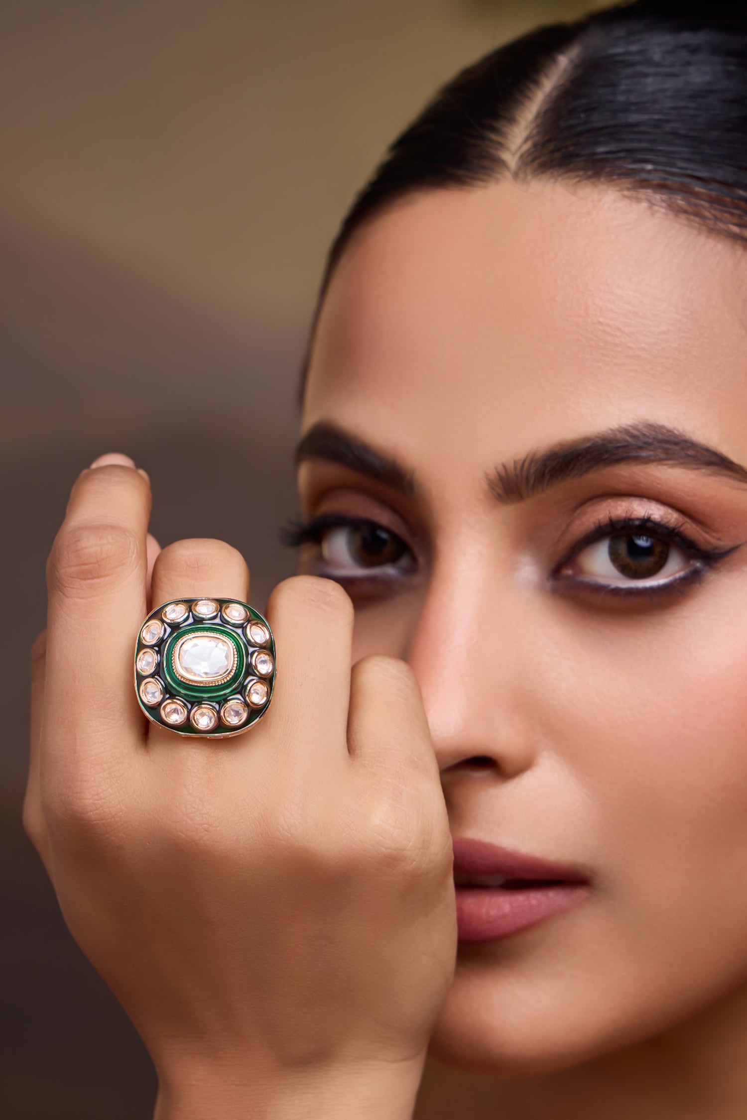 Green Polki Ring 