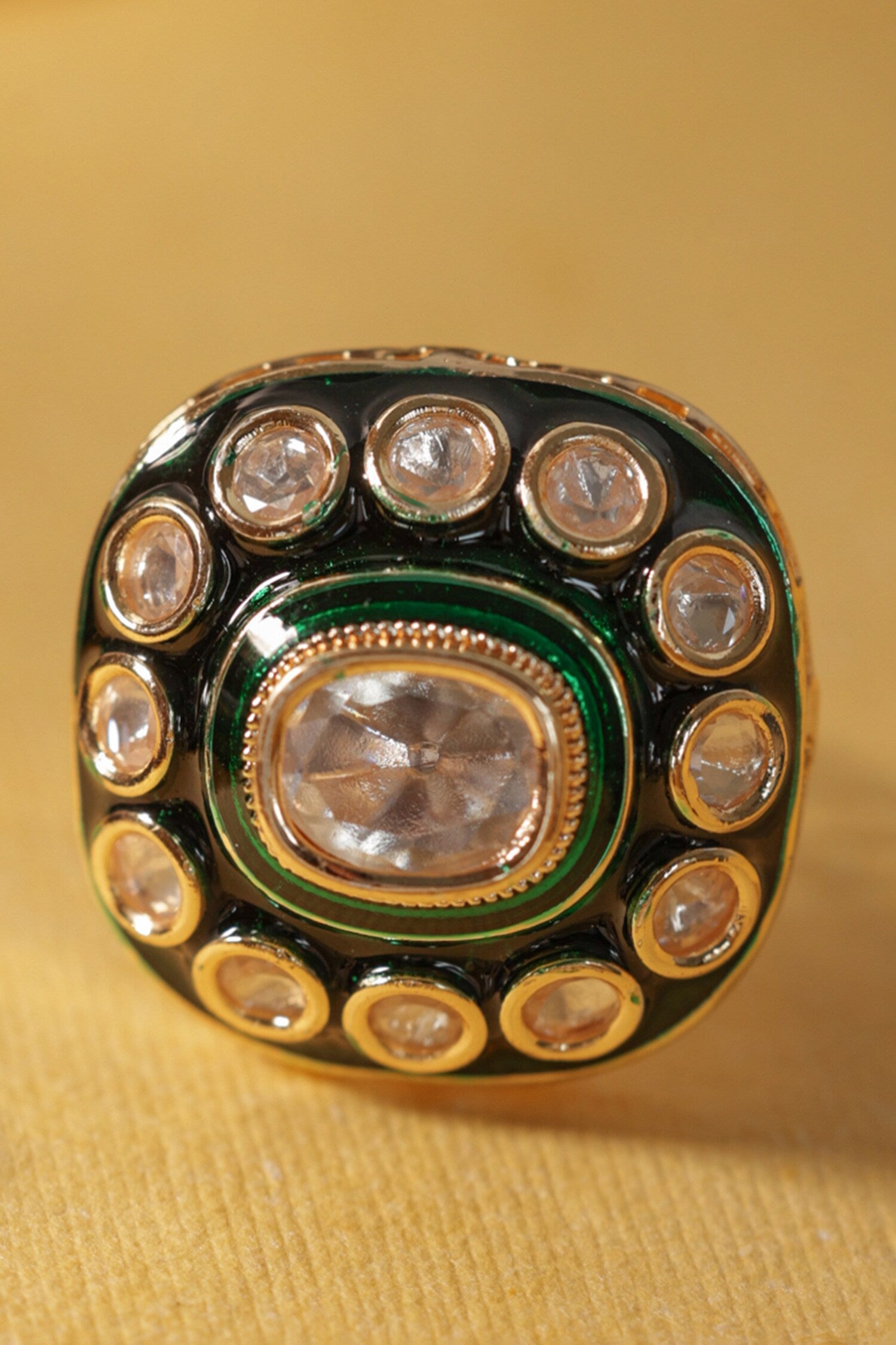 Green Polki Ring 