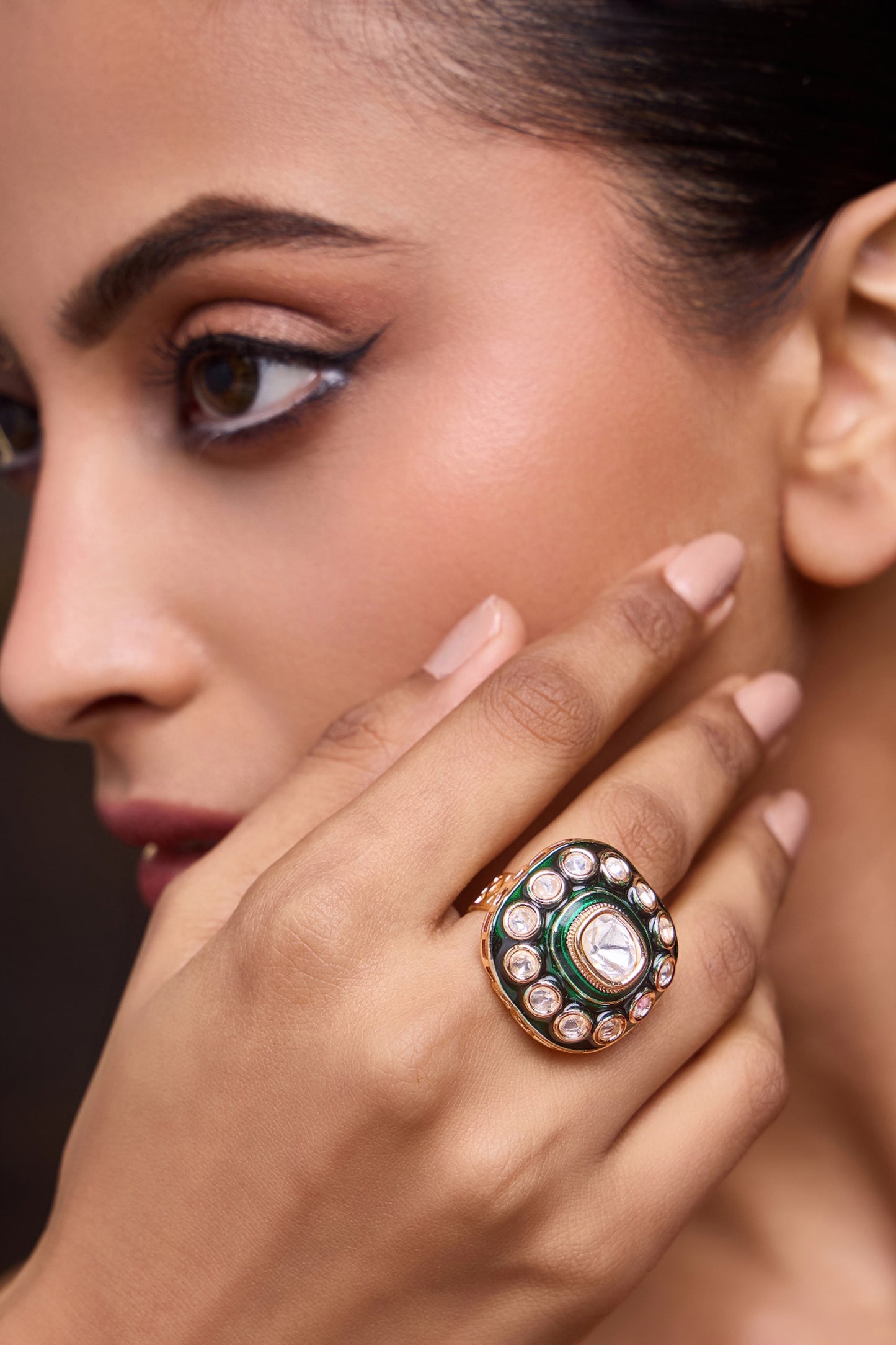 Green Polki Ring 
