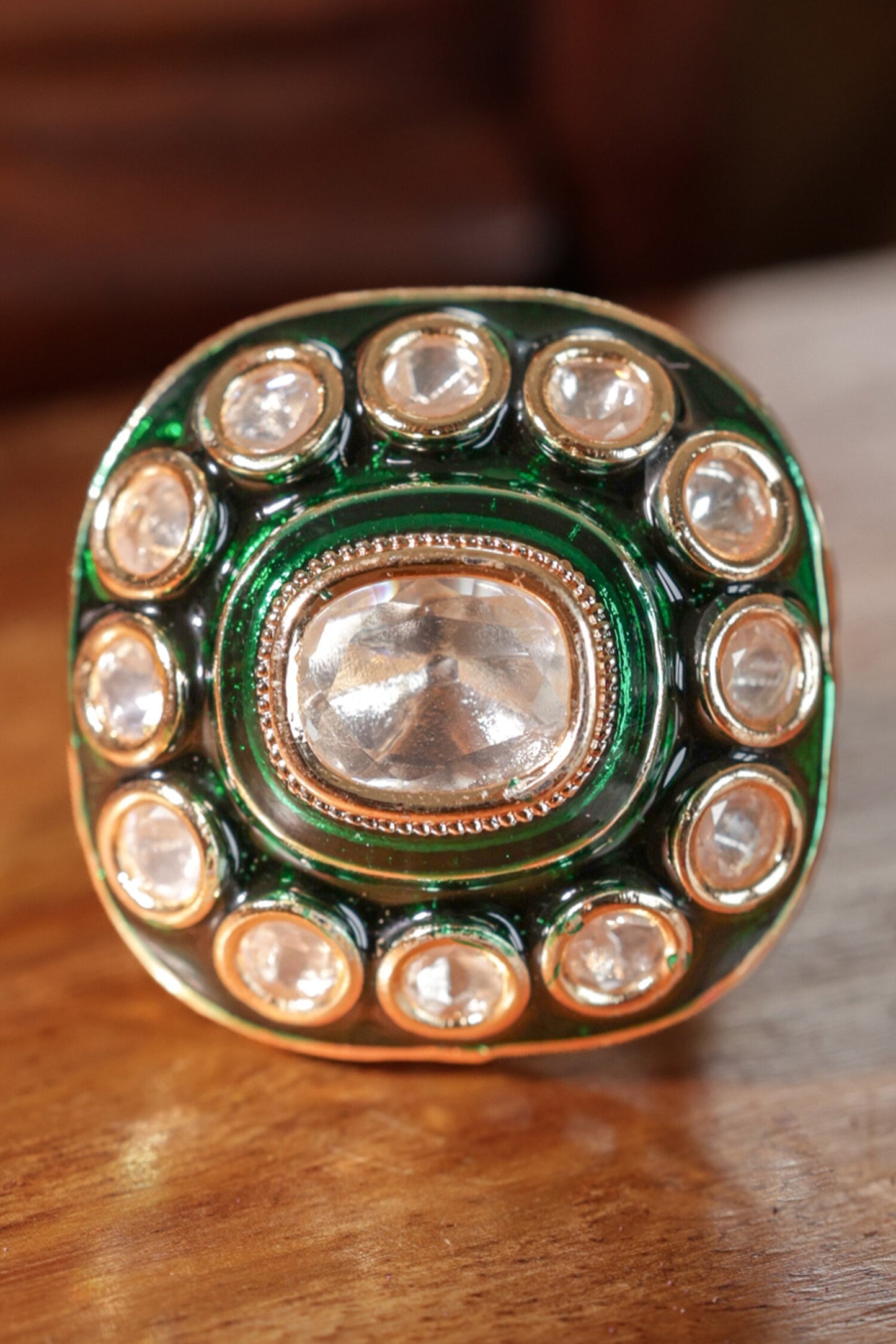 Green Polki Ring 