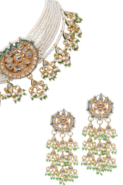 Gold Finish Imitation Kundan Necklace Set 