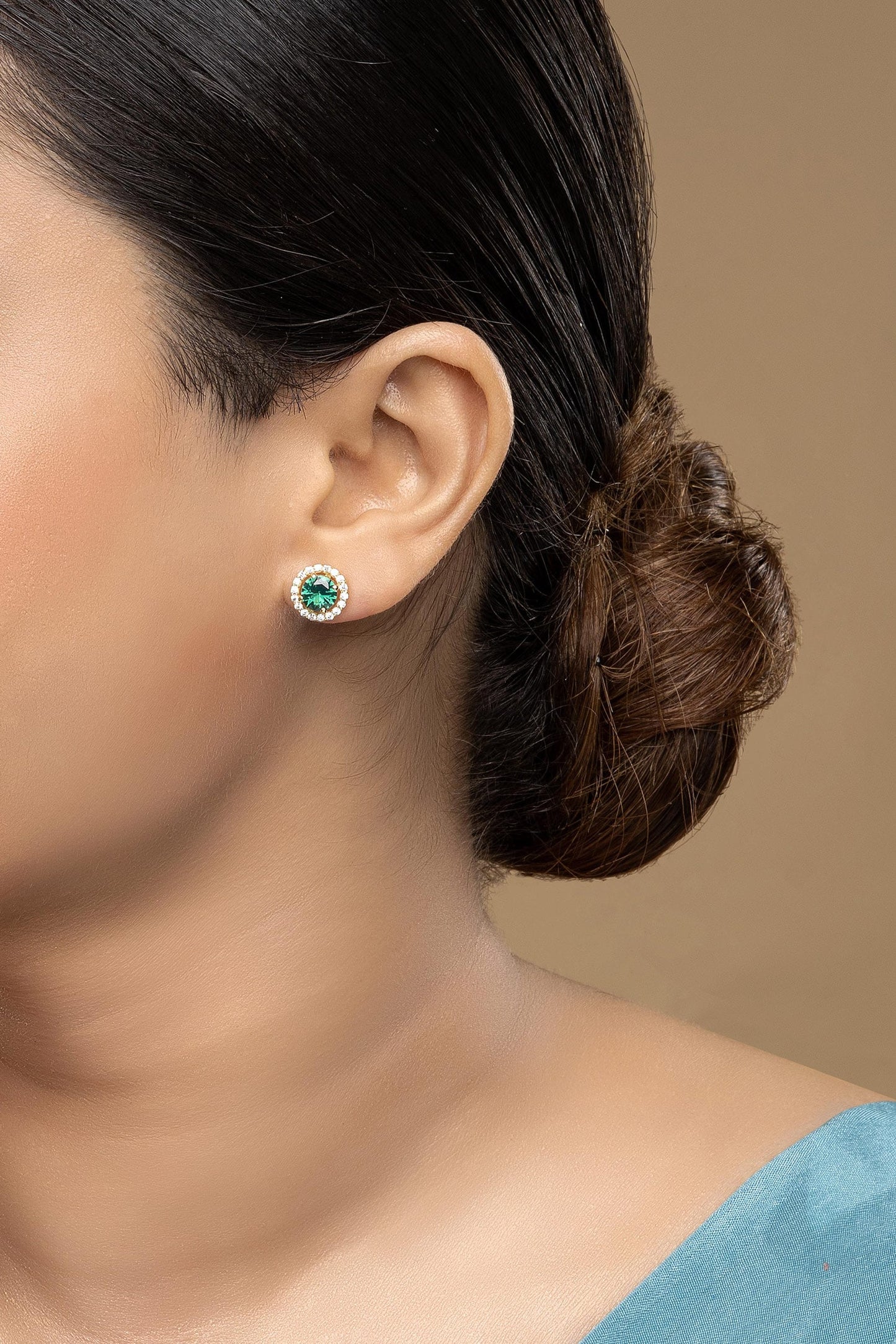 925 Silver Emerald Studs 