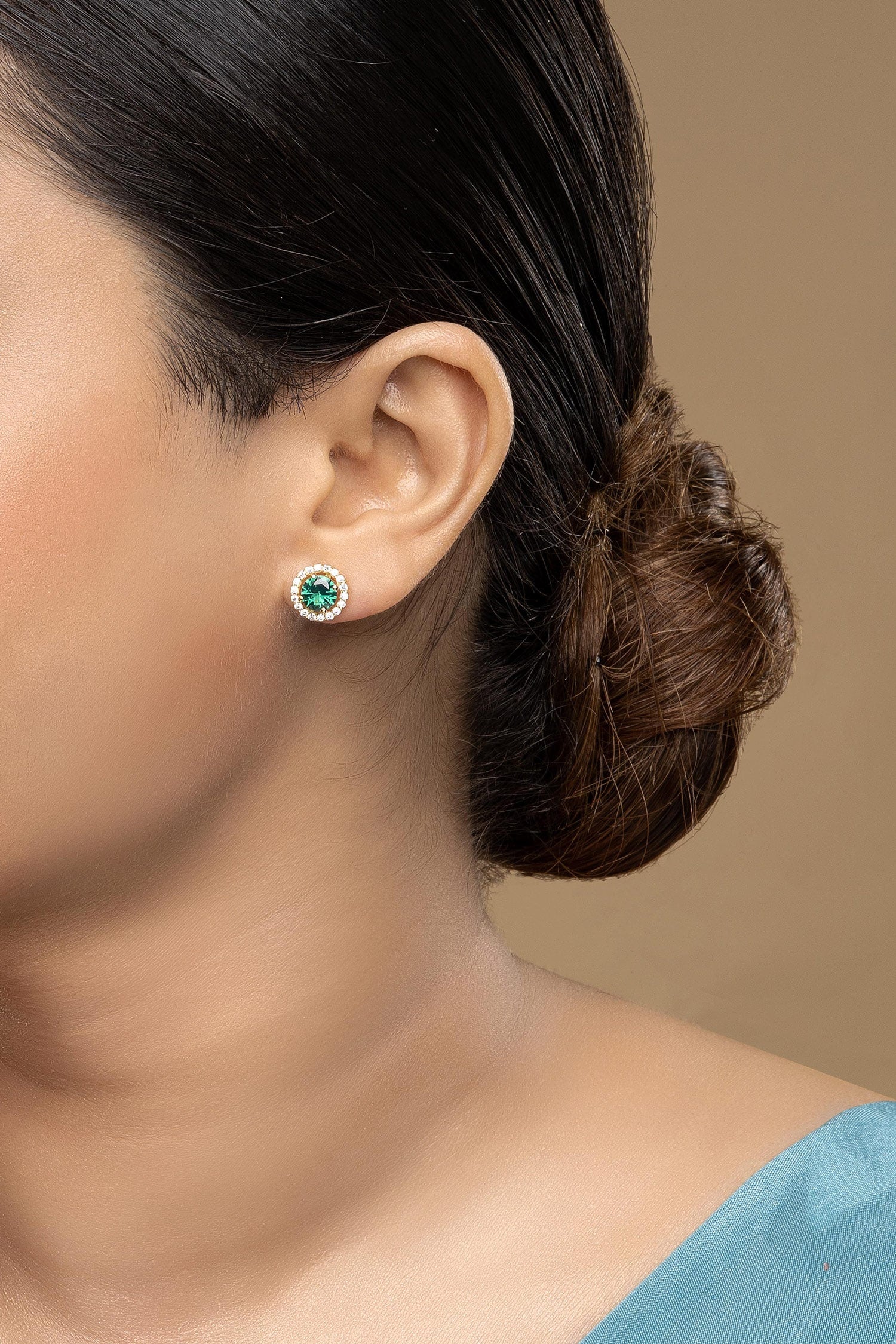 925 Silver Emerald Studs 