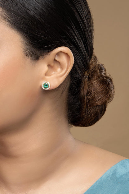 925 Silver Emerald Studs 