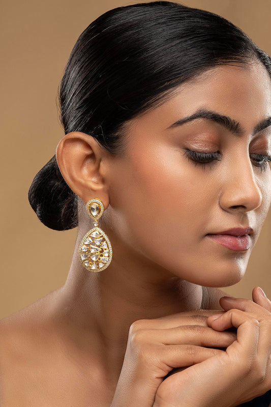 925 Silver Moissanite Polki Spiti Earrings 