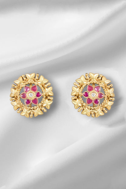 Floral Moissanite Stud Earrings 