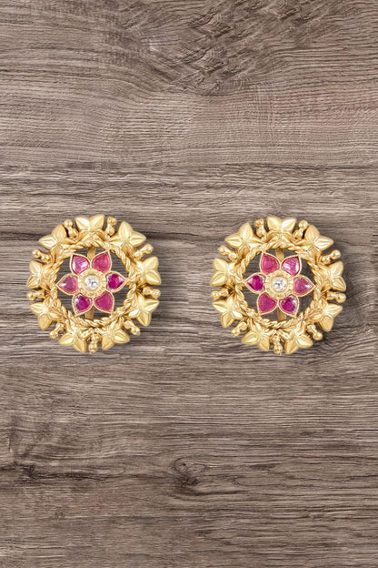 Floral Moissanite Stud Earrings 
