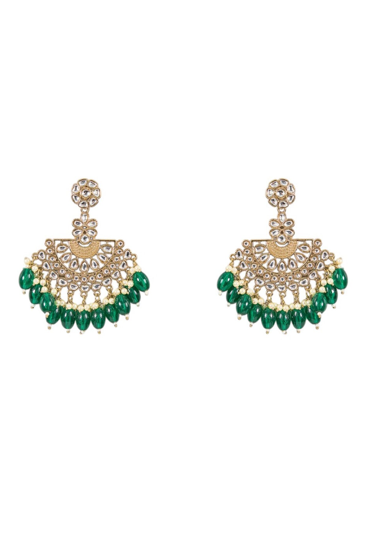 Green Gold Chandbali Earrings 