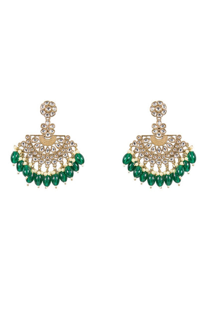 Green Gold Chandbali Earrings 
