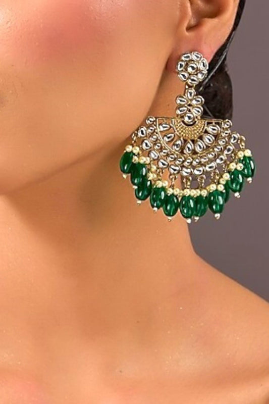 Green Gold Chandbali Earrings 
