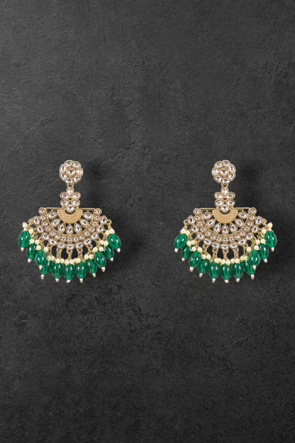 Green Gold Chandbali Earrings 