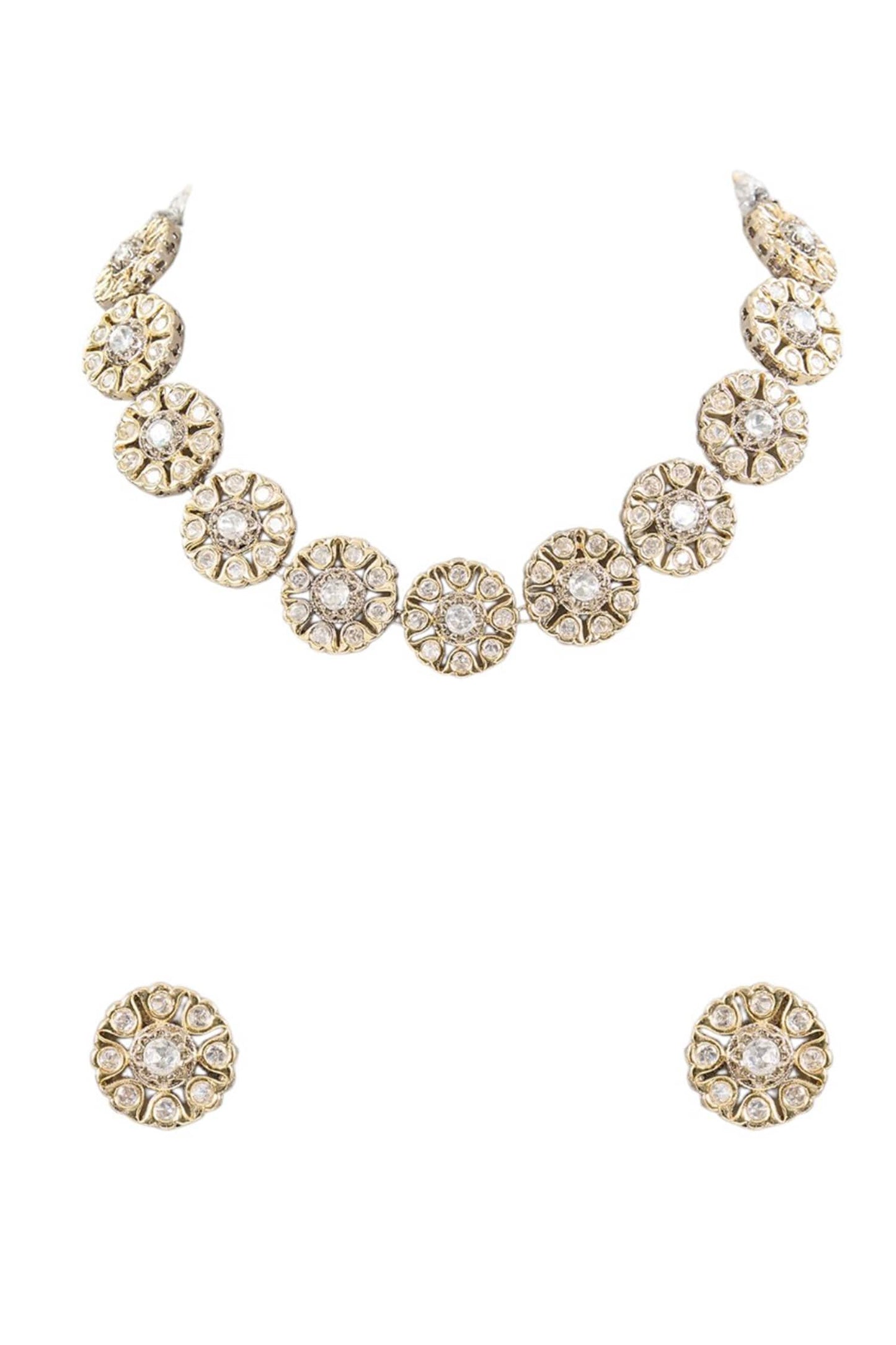 Diamond-Cut Crystal Statement Necklace Set 