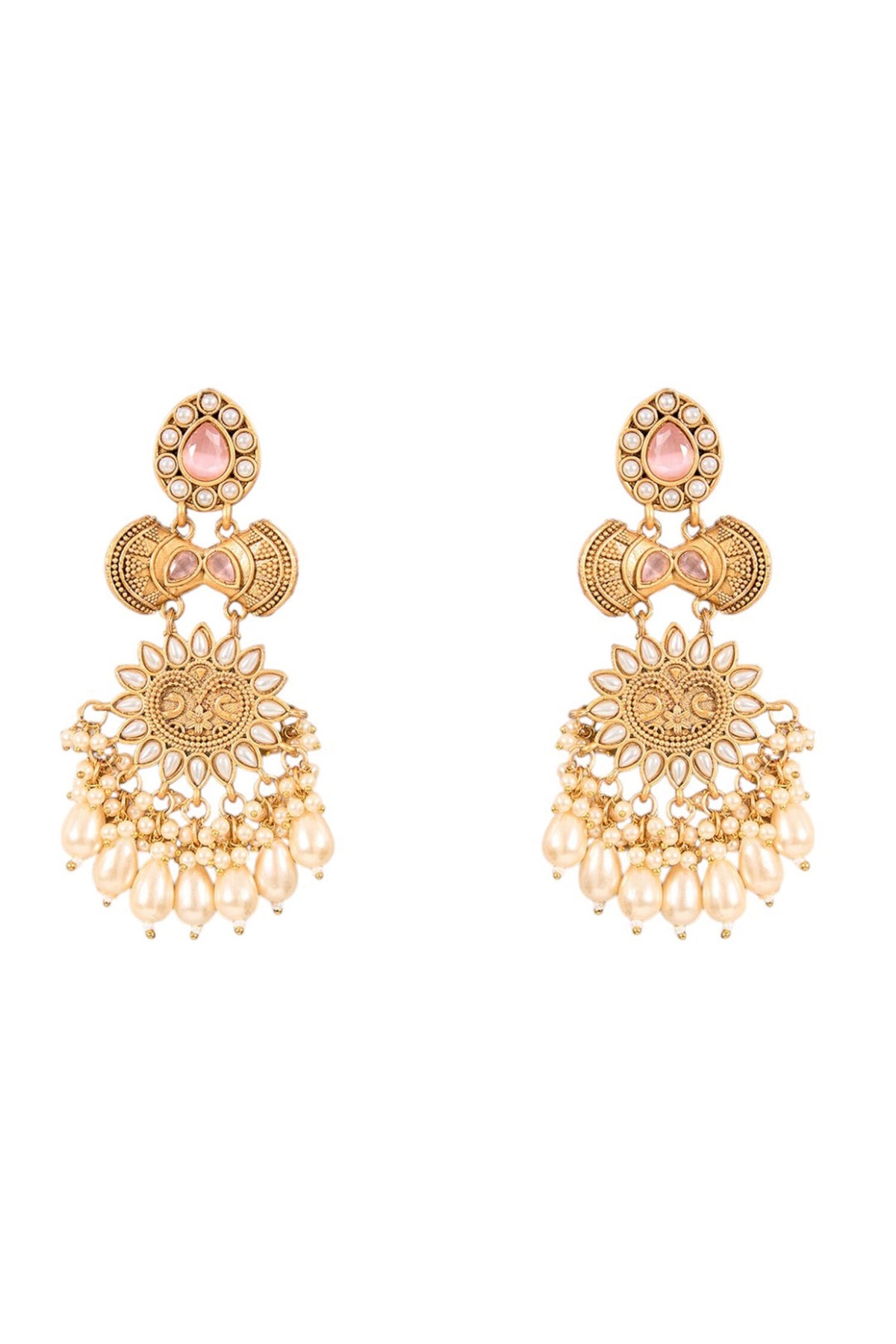 Gold-Plated Floral Design Earrings 