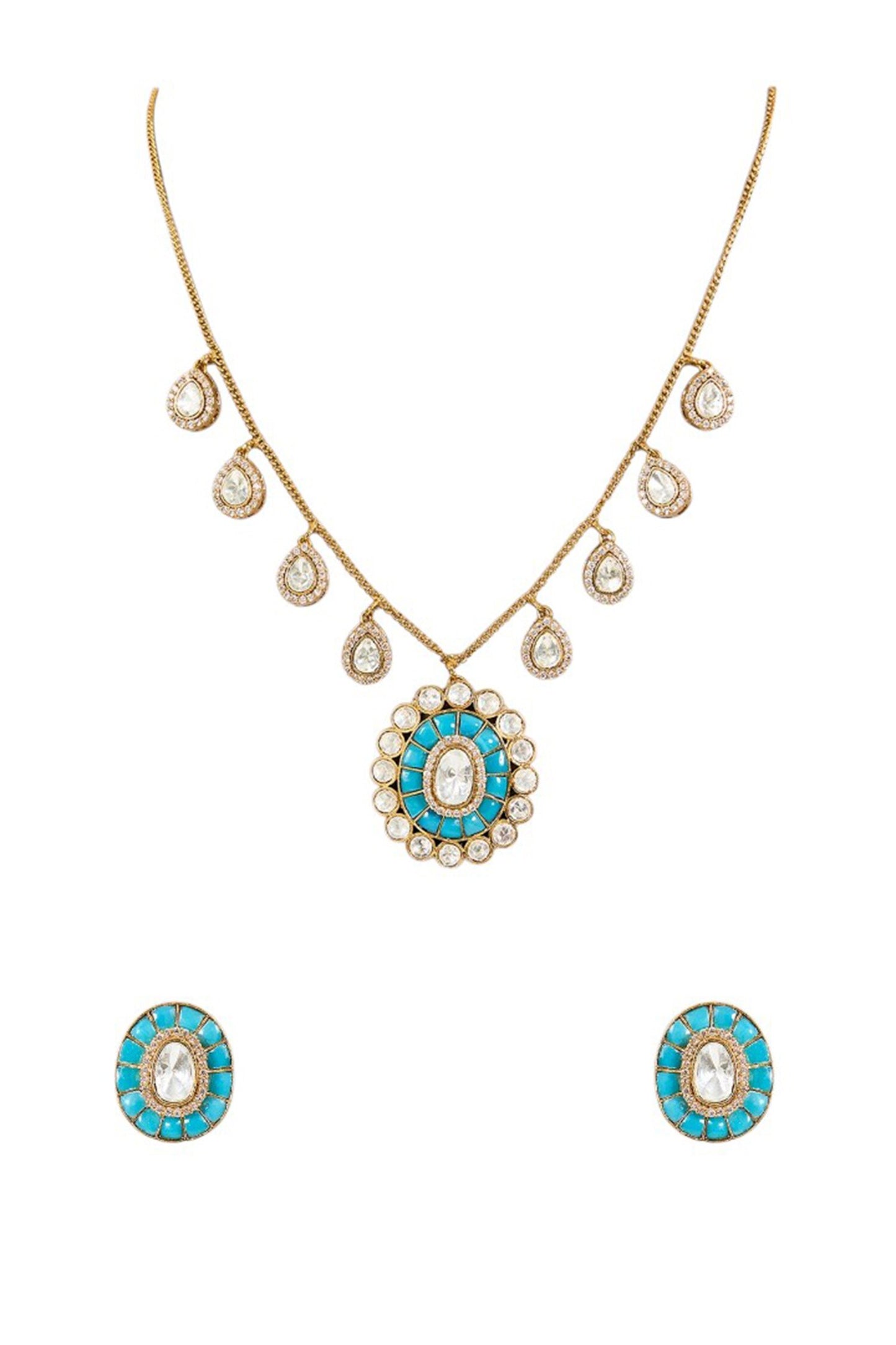 Turquoise Stone Necklace Set 