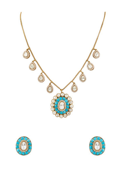 Turquoise Stone Necklace Set 