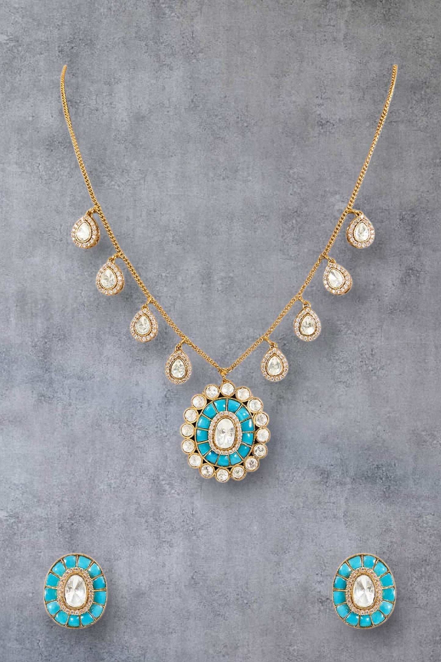 Turquoise Stone Necklace Set 