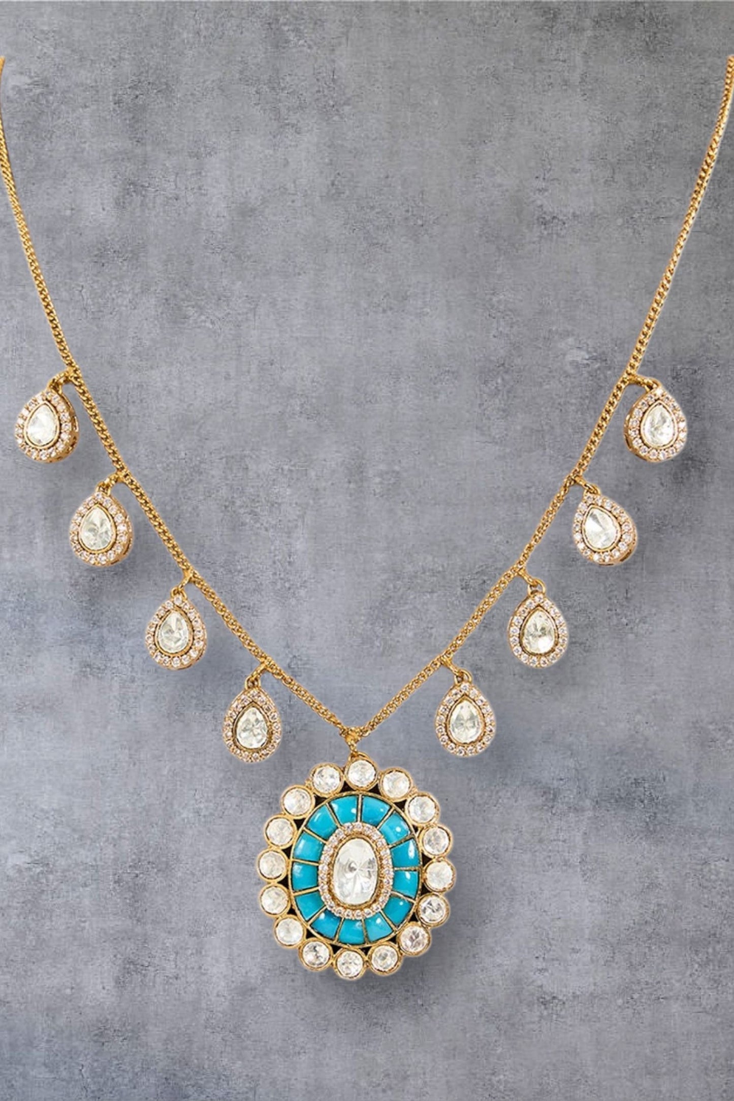 Turquoise Stone Necklace Set 