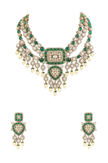 Gold-Plated Kundan Necklace Set 