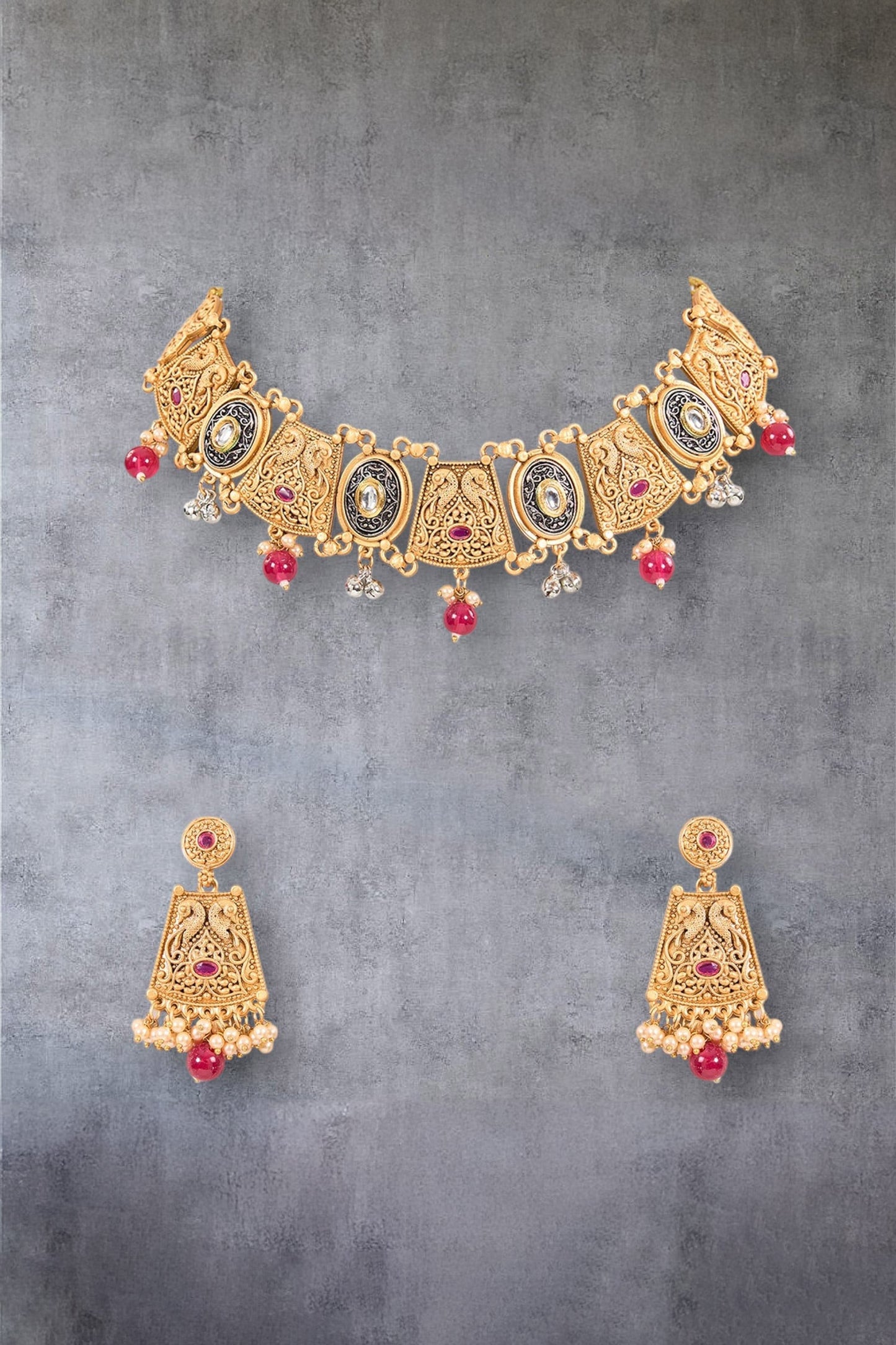 Gold-Plated Temple Necklace Set 