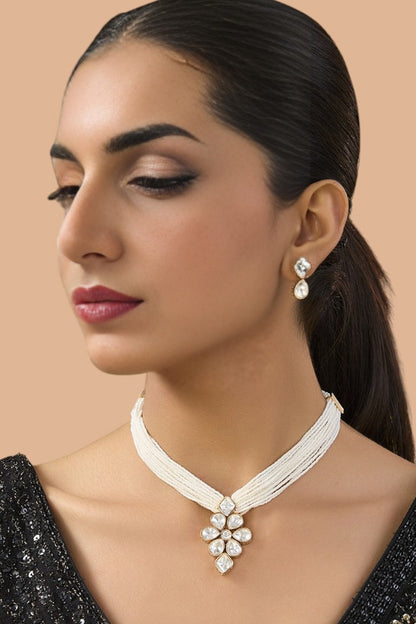 Pearl Embellished Choker Set 