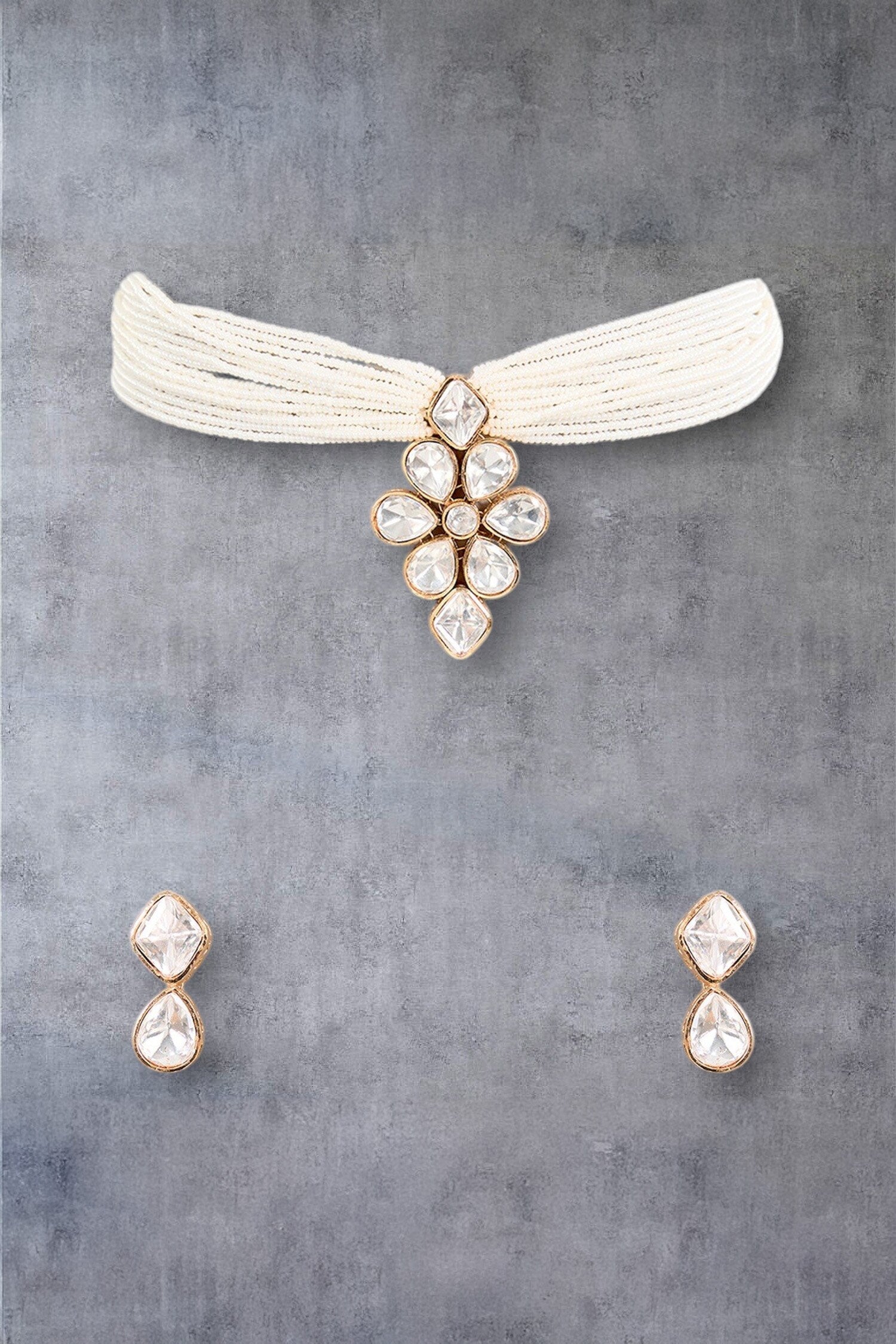 Pearl Embellished Choker Set 