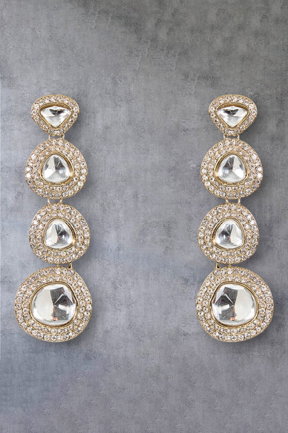 Kundan Mirror Drop Earrings 