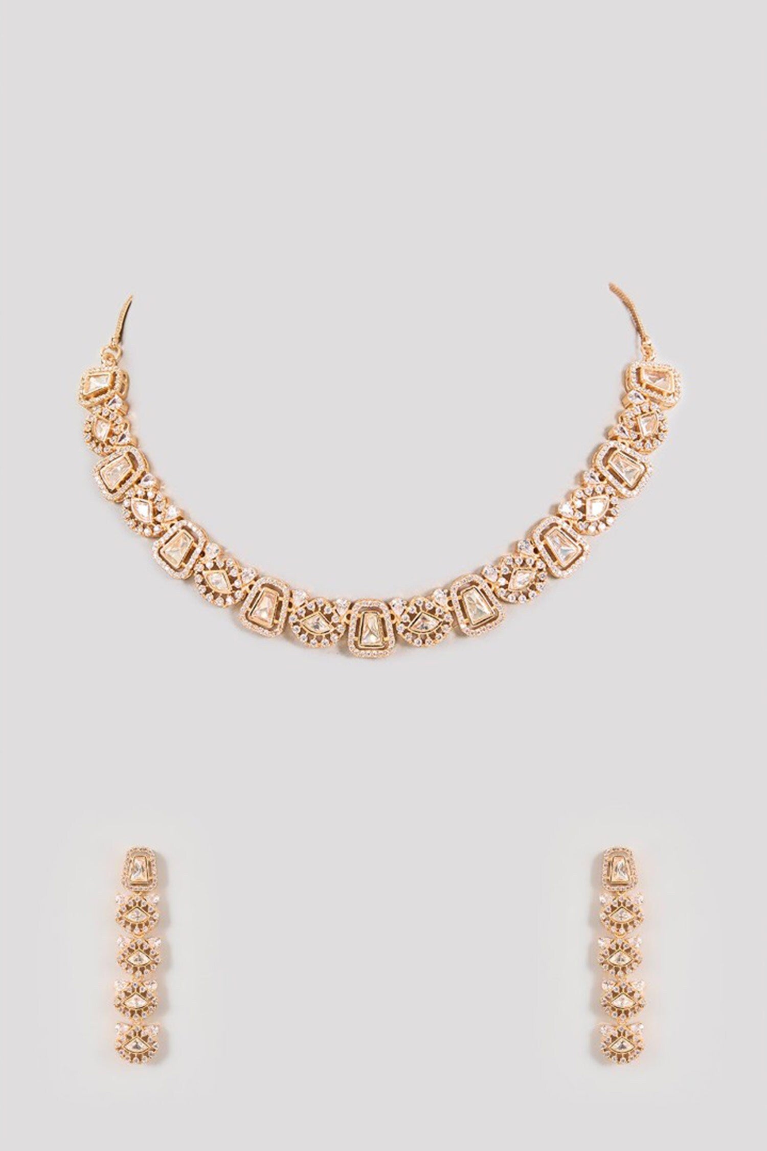 Diamond-Cut Stone Embellished Choker Set 