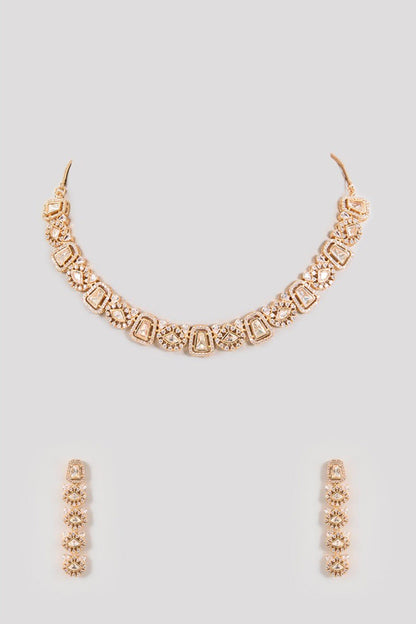 Diamond-Cut Stone Embellished Choker Set 