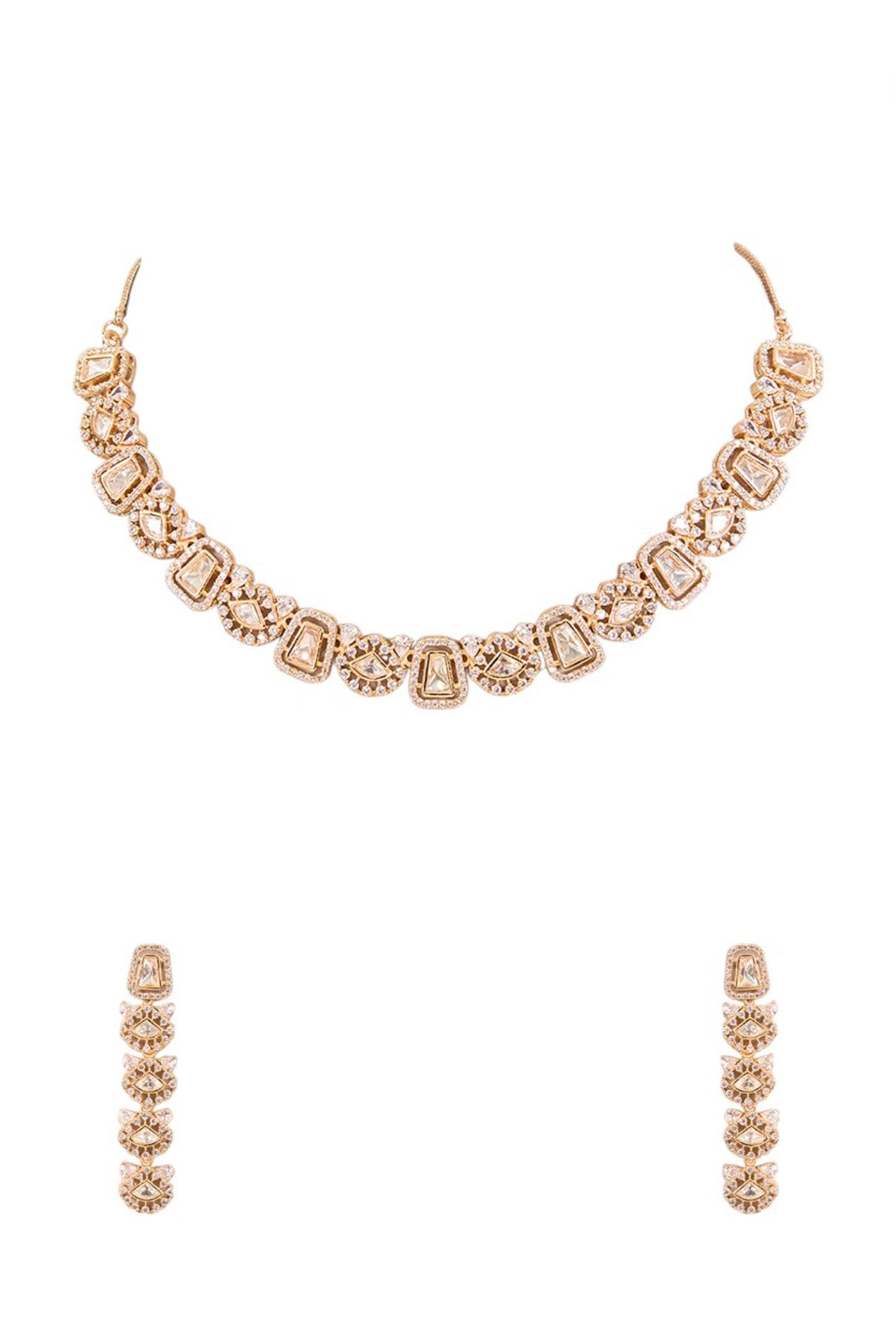 Diamond-Cut Stone Embellished Choker Set 