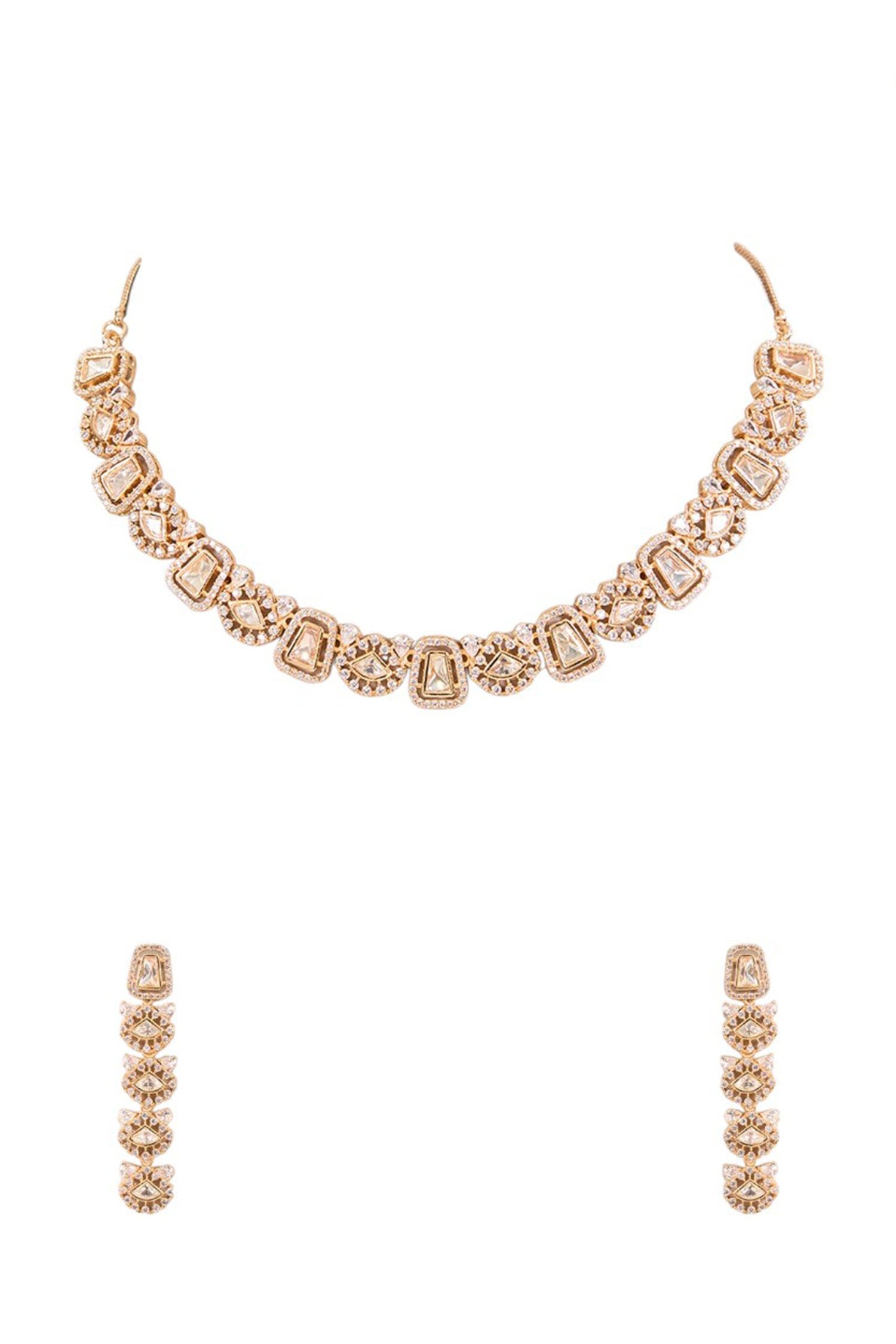 Diamond-Cut Stone Embellished Choker Set 